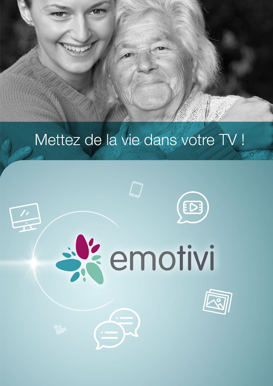 Affiche de la solution Emotivi de visioconférence sur TV