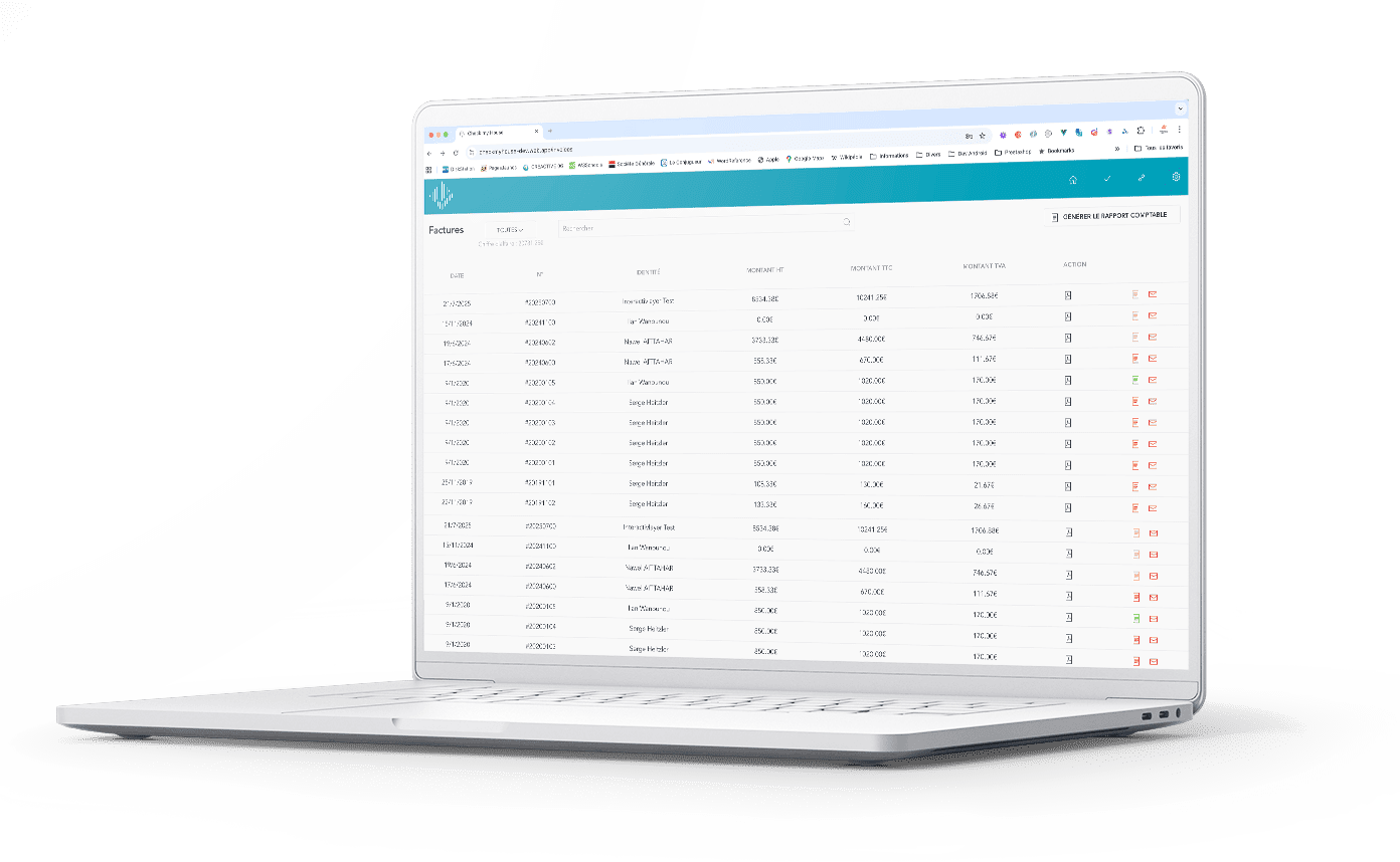 Ecran factures du back-office du site de Check  my House