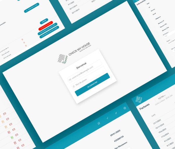 Ecrans de la plateforme web d'envoi de fichiers pour Check  my House