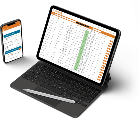 Ecrans du logiciel métier d'achats, commandes et factures pour Sensea Provisioning