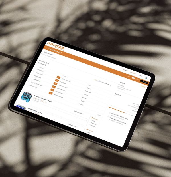 Écrans du logiciel métier d'achats, commandes et factures pour Sensea Provisioning