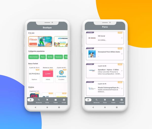 Ecrans de l'application mobile d'une plateforme CE / CSE pour le Groupe BTF
