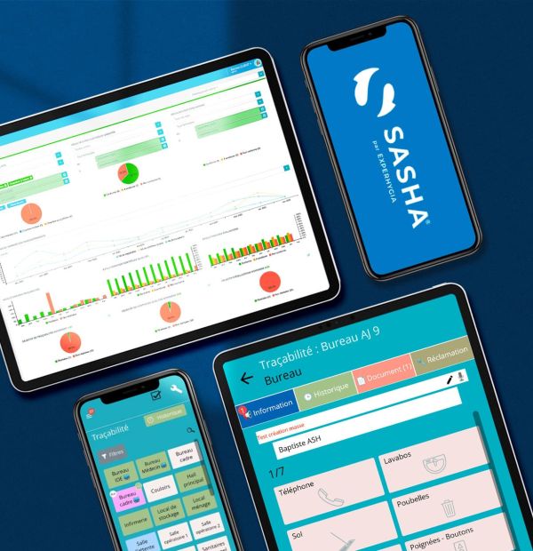 Écrans de l'application SaaS de nettoyage médical pour Experhygia